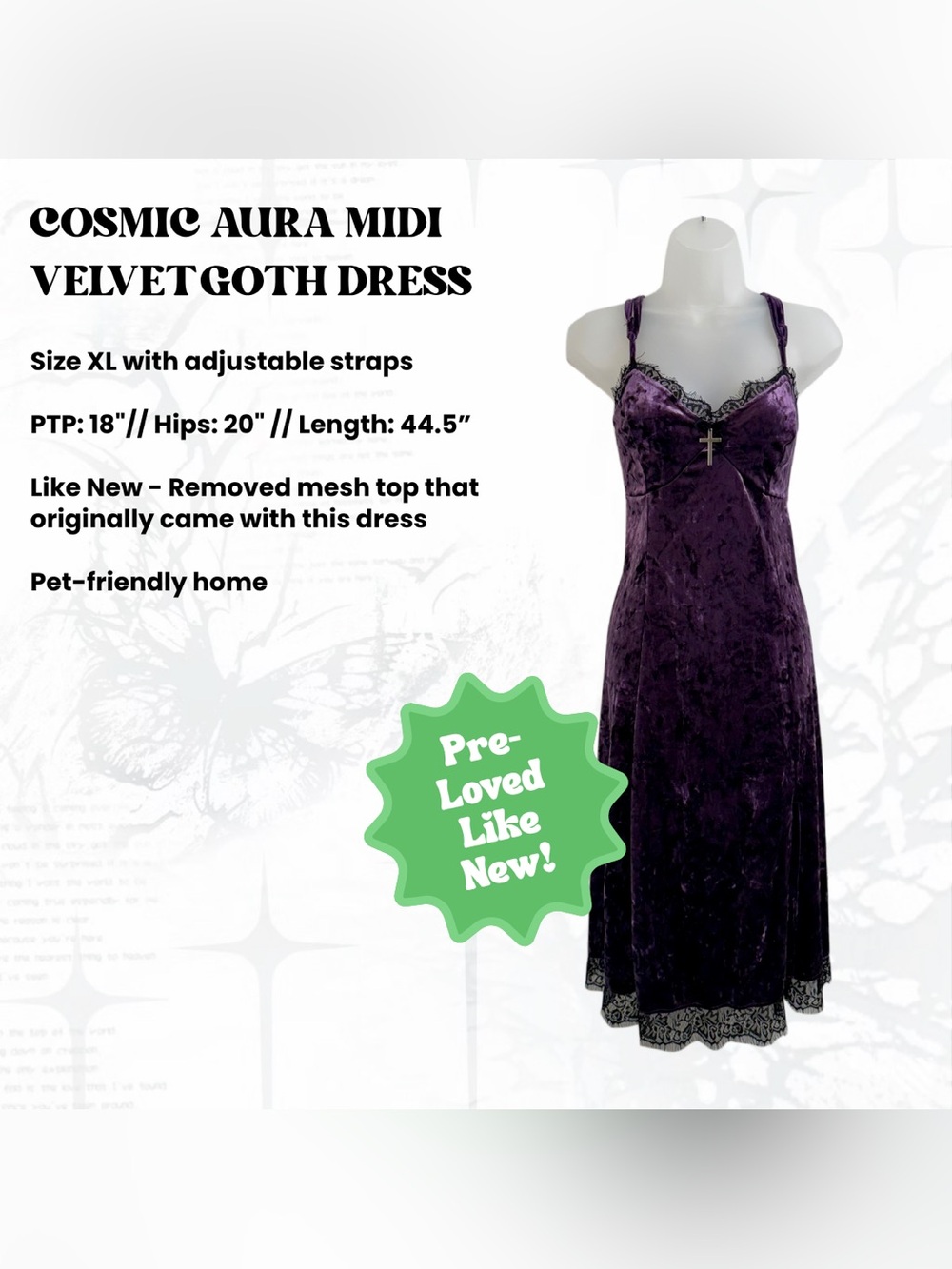 Cosmic Aura Purple Gothic Velvet Midi Dress